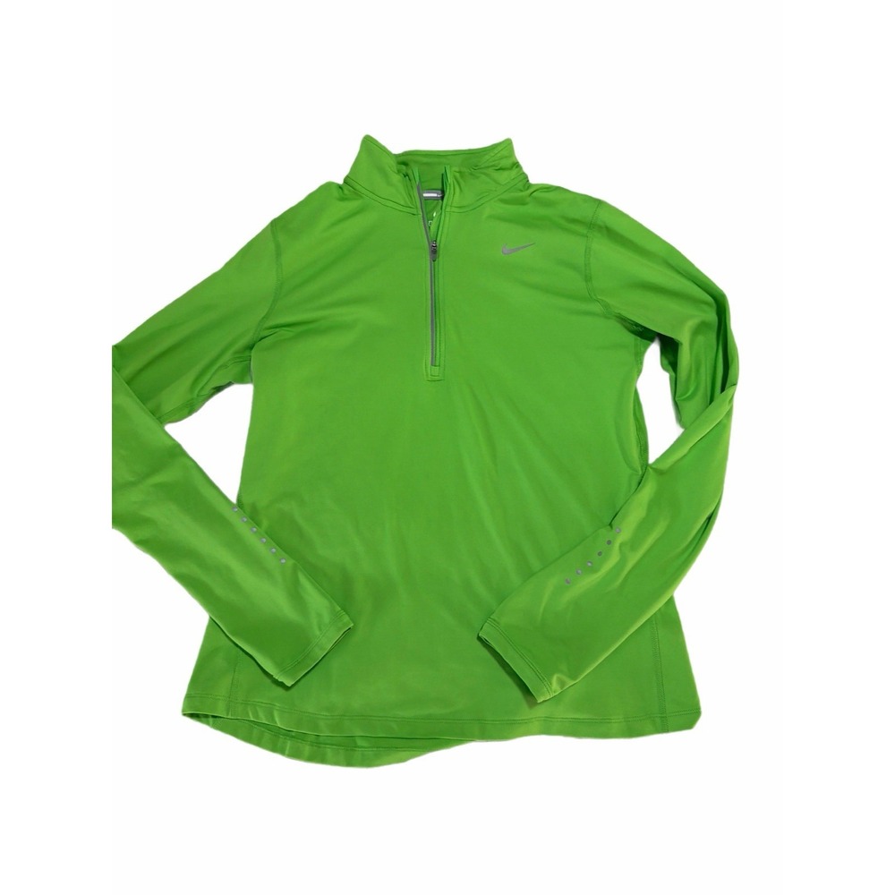 Nike Dri-FIT 1/4 Zip Performance Pullover Size M Green Running Top Long Sleeve